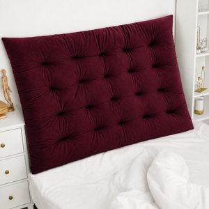 Threehoney College Dorm Headboard Twin XL Velvet Ultra Thick Cushion Tufted Headboard with Wall Hooks for College Dorm Room Bed Decor, 39.25" x 34" x 3.15"(Red)