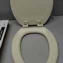 Angol Shiold Slow Close Wood Toilet Seat（Biscuit, Elongated 18.5''）