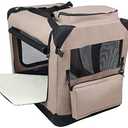 EliteField 3-Door Folding Soft Dog Crate with Carrying Bag and Fleece Bed, Indoor & Outdoor Pet Home (30" L x 21" W x 24" H, Khaki)