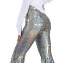 Nawgut Womens Sequin Flare Pant Sparkly High Waisted Leg Bell Bottom Glitter Trousers Night Out Clubwear