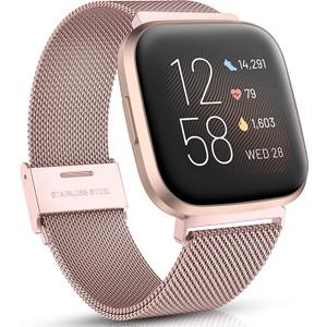 Stainless Steel Mesh Band For Use With Fitbit Versa Rose Gold 