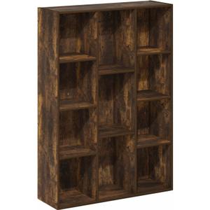 Furinno Luder 11-Cube Reversible Open Shelf Bookcase, Amber Pine