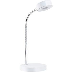 Globe Electric Energy Star Integrated LED Desk Lamp, Matte White, Chrome Gooseneck, 5 Watts, 250 Lumens 12646