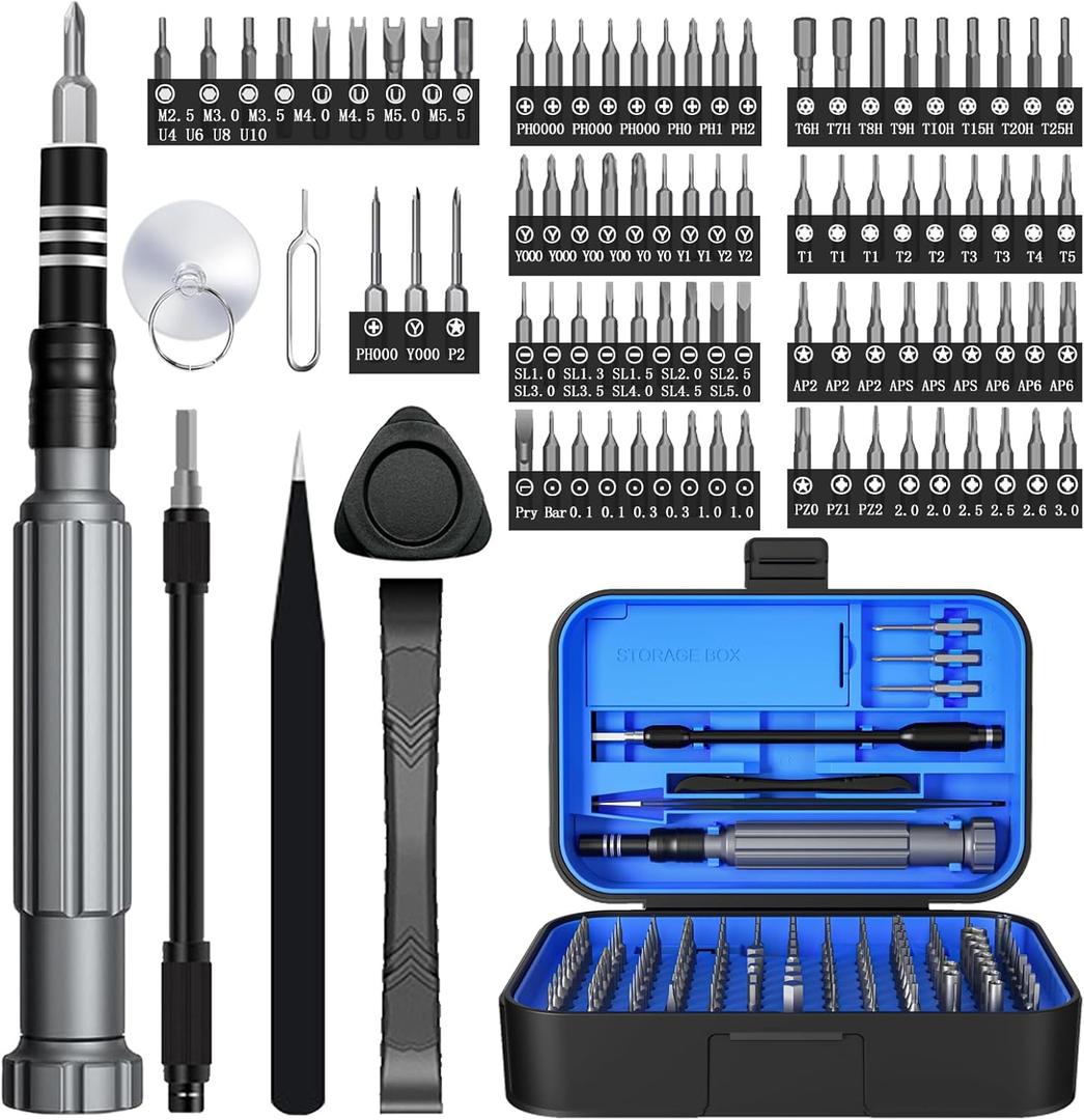 Precision Screwdriver Set 150-in-1 Small Screwdriver Set with Case, Electronics Repair Tool set for PC, Computer, Laptop,iPhone,Macbook,glasses,Doorbell, Watche,PS5, Xbox Controller, RC, (Blue)