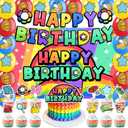 42Pack Dandy Party decoration pack include Banner,Cake Toppers,Balloons，Blackdrop for Dandy Birthdday Party Decoration