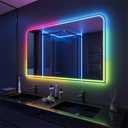 Antok LED Bathroom Mirror 60" L x 30" W, LED Mirror with Lights for Bathroom, Lighted Vanity Mirrors for Wall, Anti-Fog, Dimmable, Tempered Glass, Memory Function, 11 Colors, Safe Use, RGB Multicolor