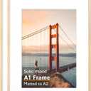 KINLINK A1 Picture frame Natural Wood, Solid Wood frame with Acrylic Plexiglass for Pictures A2 with Mat or A1 without Mat, Wall Mounting Display, 2 Pack