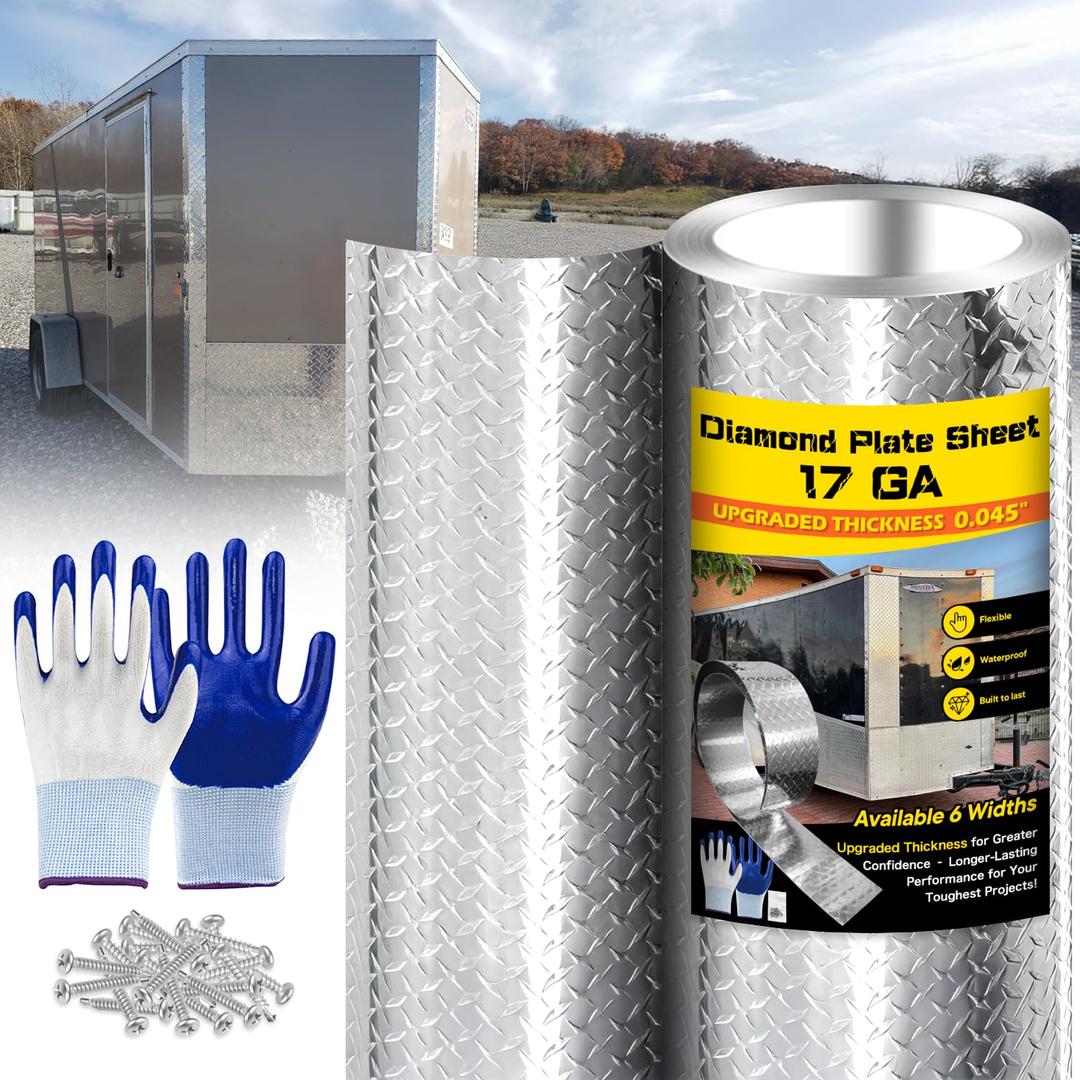 Diamond Plate Aluminum Sheet 3003 H22, 17GA 0.045" Thick, Heavy-Duty Aluminum Sheet Metal 40" x 120", Rust-Resistant Metal Panel for Kitchen, Bathroom, Walk-In Refrigerators, Trailers & DIY Projects
