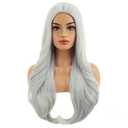 BERON Silver Wigs Long Wavy Wig for Women Natural Curly Gray Heat Resistant Synthetic Hair Wigs for Cosplay Party Daily or Use