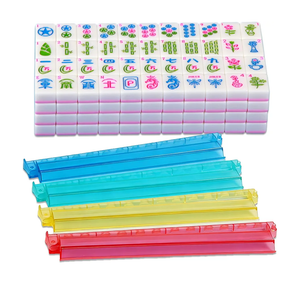 American Mahjong Tile Set Pink 166 Mahjong Tiles 1.2-inch American Mahjong Tile Set Equipped with 4PCS Mahjong Racks with Pushers