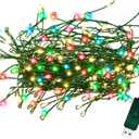 USB Powered Christmas Lights, Waterproof Dark Green Copper Wire Fairy Light String Light for Garland, Wreath, Patio, Garden, Wedding, Party, Xmas (Multicolor, 100 LED)
