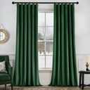 MIULEE Christmas Velvet Curtains 108 Inch Length 2 Panels Set for Bedroom Pinch Pleat Back Tab Luxury Thermal Insulated Living Room Darkening Pleated Blackout Extra Long Drapes with Hook Emerald Green