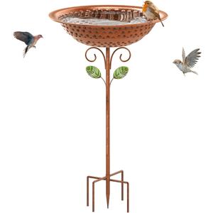 Metal Bird Bath for Outside Garden Birdbath Bowl, 42.1" Height Bird Feeders for Outdoors with 5 Prongs Base Stake, Standing Birdfeeders Bath Bowl for Yard Lawn Decor (Vintage Copper)