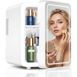 CUTIEWORLD 4L Mini Fridge for Skincare & Makeup  LED, Cream White