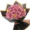 Waipfaru Glitter Roses Bouquet, DIY Fake Flowers Bouquet, Everlasting Shiny Rose Gold Artificial Flower for Valentines, Anniversary, Engagement, Wedding, 24 Pcs