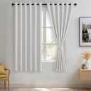 JIUZHEN Greyish White Blackout Curtains with Tiebacks Thermal Insulated, Light Blocking and Noise Reducing Grommet Curtains for and Living Room, Set of 2 Window Curtain Panels, 70 x 63 Inch Length