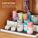 Copco 3-Tier Spice Rack Organizer for Cabinet or Pantry, 10-Inch Non-Skid Tiered Shelf, White/Gray Design Holds Spice Jars, Cans, and Bottles