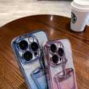 3D Bling Sparkle Plating Juice Bottle Designer Phone Case Compatible with iPhone 15 Pro, Cute Liquid Floating Gradient Glitter Quicksand Cup Phone Case Cover with Camera Protection for Women - Purple