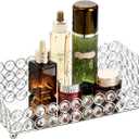 Hedume Crystal Cosmetic Mirrored Makeup Tray, 12.3" x 8", Large Jewelry Organizer, Ornate Decorative Vanity Tray for Dresser, Countertop, Wedding, Home, Bathroom