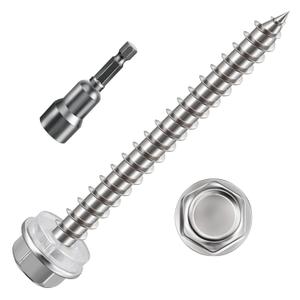 WenSilon (130Pcs)#10x1-1/2 Self-Tapping Screws for Wood 410 Stainless Steel Hexagon Head Quick Tapping