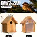 Window Bird Houses for Outside with 2 Powerful Hooks, Clear Window for Viewing Inside, Hanging Wooden Birdhouses with Weather Treated for Outdoors, Bird Nesting Box for Bluebird Finch Chickadee