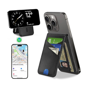 TopMade for MagSafe Wallet, Works with Apple Find My, Magnetic Wallet for iPhone 17/16/15/14/13/12 Series, for iPhone Wallet Stand with Finder Tracker, 6 Card Holder, RFID Blocking, Black Carbon Fiber
