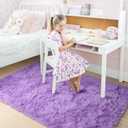 Purple Rugs for Bedroom Girls Room Decor Aesthetic, Cute Fluffy Shag Lavender Area Rug 4x6 for Living Room Dorm Classroom Nursery, Furry Plush Fuzzy Soft Throw Lilac Carpet for Kids, Baby, Teen