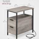 VASAGLE Side End Table with Charging Station, Slim Nightstand with Storage, 23.6"D x 11.8"W