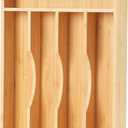Bamboo Kitchen Drawer Organizer, 9 Inch Silverware Utensil Holder for Samll Drawer, Narrow Silverware Organizer for Cutlery Knives (9 x 13 inch (5 Slots))