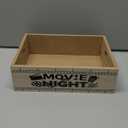 Wooden Movie Night Snack Tray with Handles  Reusable Popcorn Bucket Organizer for Theater Room Decor  Sturdy Gift Basket for Family Movie Nights & Holiday Parties (Movie Night)