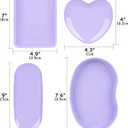 Stainless Steel Tray, Lrregular Tray, Nail Tool Dish, Trays for Jewelry, Makeup Cosmetic, Gadgets Set (Pink) (Purple)