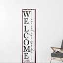 Welcome-ish Sign for Front porch Standing 45"X9" Wooden Frame Large Outdoor Welcome Front Door Tall Vertical Funny Signs Decor for Modern Rustic Farmhouse Home Outside Decorations (Wood White)