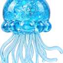 Squishy Jellyfish Design Stress Ball for Boys Girls, Ultra Soft Summer Sensory Fidget Toy for Kids Adults, Slow Rising Squeeze Toy Anxiety Relief for Autism, Party Favors, Present Fillers, Gift (Blue)