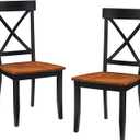 Home Styles Classic Black and Oak Pair of Dining Chairs, with Solid Hardwood Construction, Cottage Oak Finish, X-Style Back, and Mission Style Look, Set of Two, unspecified
