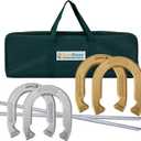 SpexDarxs Horseshoes Set, Lawn Horseshoe Outside Game Kit for Teens Adults Families - Includes 4 Horse Shoes, 2 Stakes and Carrying Case, Medium