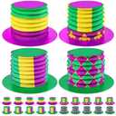Janmercy Mardi Gras Hats Accordion Party Top Hats Cardboard Foldable Paper Hats for Adults Carnival Costume Headwear 16Pcs