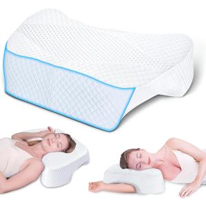 SAHEYER Side Sleeper Pillow with Arm Hole, Upgraded Shoulder Relief System Pillow for Neck Pain, Multi-Angle Memory Foam Pillow for Adults Side, Back and Stomach Sleeper Pressure-Free Sleep(White)
