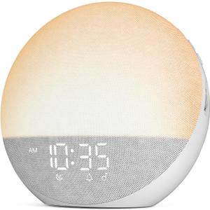 Sunrise Alarm Clock White Noise Machine: Natural Wake Up Light - Dimmable Clock with Bluetooth Speaker for Bedroom - 25 Sleep Sounds for Baby Adults Kids Frost White