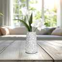Bling Vase for Flowers Plants,6" Ceramic Vases for Modern Table Shelf Home Decor Wedding Decor, Elegant Vase for Pampas Grass Fluffy Stem Bouquet Lavender Flowers (Silver)