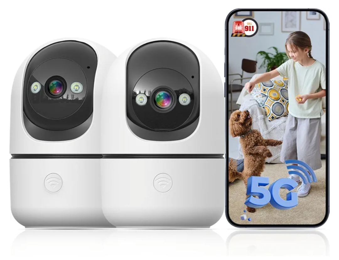 Indoor Security Camera 2 Packs, 2K 5G WiFi Baby/Pet/Dog/Nanny Cameras for Home Security, 360 PTZ Security Cameras with US Servers Phone App, 911 OneTap Call,AI Smart Detection,2 Way Talk,Privacy Mode Indoor Security Camera 2 Packs, 2K 5G WiFi Baby/Pet/Dog/Nanny Cameras for Home Security, 360 PTZ Security Cameras with US Servers Phone App, 911 OneTap Call,AI Smart Detection,2 Way Talk,Privacy Mode