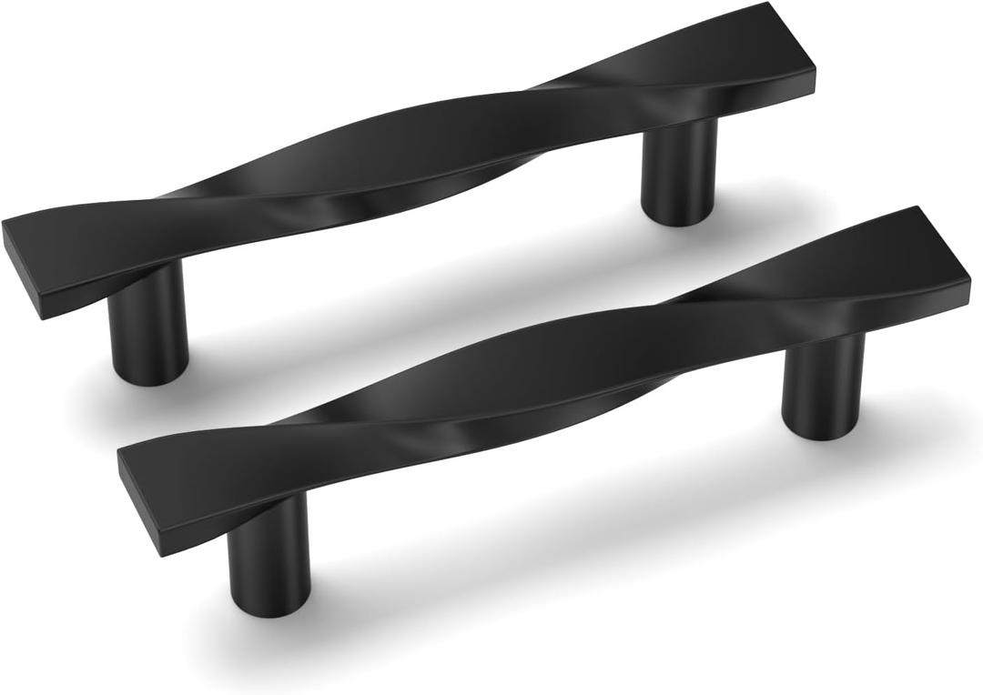 goldenwarm 5 Pack Black Cabinet Handles Matte Black Cabinet Pulls Kitchen Drawer Pulls Solid Zinc Alloy Drawer Handles 3Inch Hole Center Dresser Door Hardware