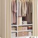 Portable Closet with Cover 43.3"x17.7"x65.7" Wardrobe Closet Pale Yellow