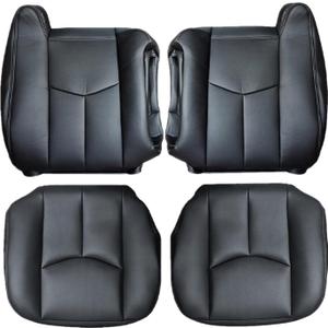 GXARTS Driver and Passenger Side Bottom and Top Lean Back Replacement Leather Seat Cover Black Fit for GMC Sierra Yukon Chevy Silverado Suburban Tahoe Avalanche 2003 2004 2005 2006