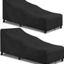 Arcedo Outdoor Lounge Chair Covers 2 Pack, Waterproof Patio Chaise Lounge Cover for Outdoor Furniture and Outside Stackable Cushions, 76" x 32" x 32" H, Black