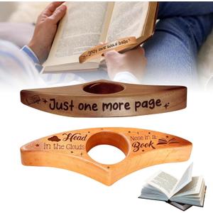 5 x 2Pcs Just One More Page  Personalized Book Page Holder,Wooden Book,Custom Name Thumb Spreader,Valentines Day Gift,Reading Gift for Book Lovers & Kids(Walnut,Beech)