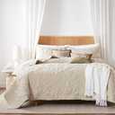 WDCOZY Coastal Beach Beige Twin Size Quilt Bedding Sets, Nautical Tropical Ocean Bedspread, Scallop Seashell Soft Coverlet, Lightweight Summer Thin Comforter for All Season