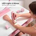 Bikini Trimmer for Women, 2 in 1 Electric Razors Shaver, IPX7 Waterproof Body Hair Trimmer with Mirror, LED Light & Display, Painless Pubic Hair Removal, Pink