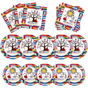 Hispanic Heritage Month Decorations - 60Pc Spanish Classroom Set - Includes White Hispanic Decorations & Latino Heritage Month Napkins