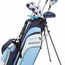 Precise M3 Ladies Womens Complete Golf Clubs Set Includes Driver, Fairway, Hybrid, 7-PW Irons, Putter, Stand Bag, 3 H/ C's Blue - Regular or Petite Size! (Petite Size -1", Right Handed)