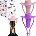 Silicone Wine Stopper Cute Wine Accessories Reusable Sealing plug Fun Cowboy Hat bottle Seals keep wine fresh Gifts for Wine Collector replacement Corks (Purple+Pink)